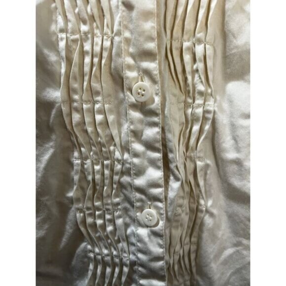 NEW Women's Collar Pintuck-Bib Button Blouse Medium - Picture 2 of 5